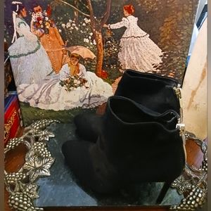 👠👠Black Suede Ankle High Heel👢👢 Size 10 Women,Zipper Back,Nice 🎁 💝